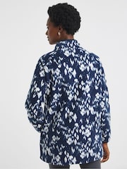 JD Williams Blue Printed Zip Through Longline Fleece - Image 2 of 4