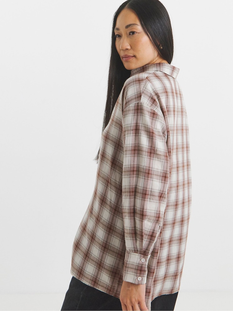 JD Williams Pink Oversized Check Shirt - Image 2 of 4