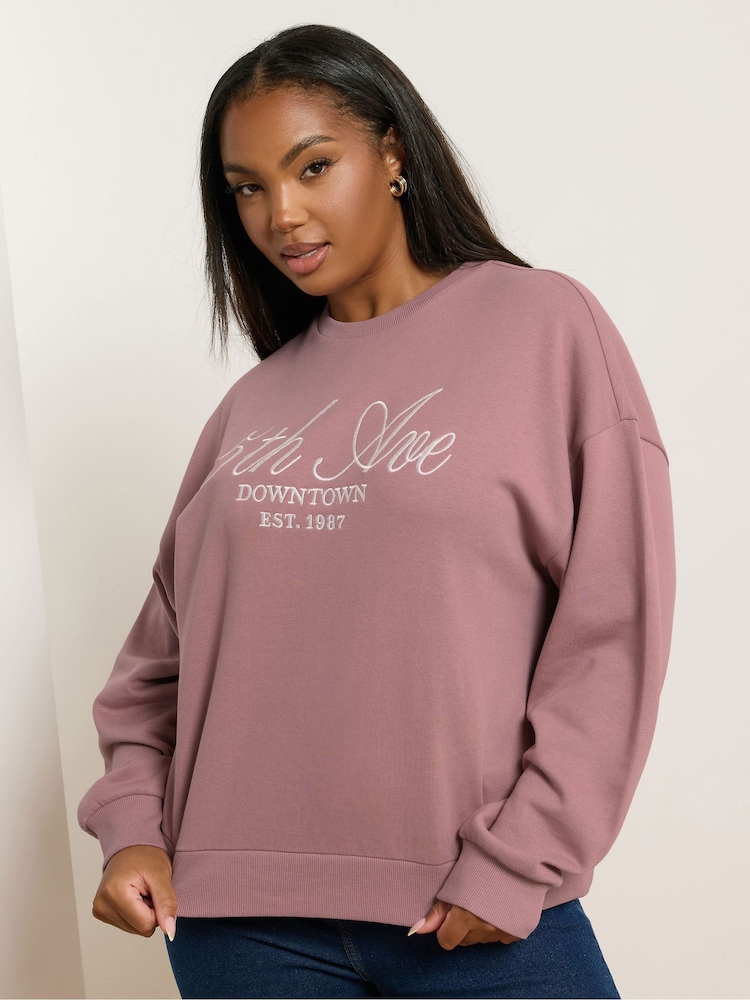 Yours Curve Pink 5th Avenue Crew Neck T-Shirt - Image 1 of 5