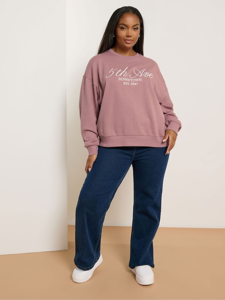 Yours Curve Pink 5th Avenue Crew Neck T-Shirt - Image 2 of 5