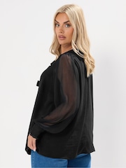 Yours Curve Black Bow Blouse - Image 3 of 5