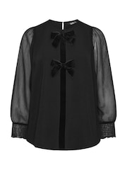Yours Curve Black Bow Blouse - Image 5 of 5