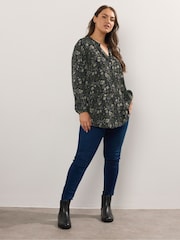 Yours Curve Green Frill Neck Blouse - Image 3 of 5