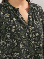 Yours Curve Green Frill Neck Blouse - Image 4 of 5