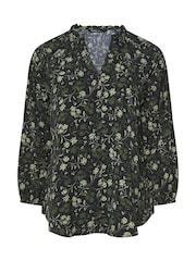 Yours Curve Green Frill Neck Blouse - Image 5 of 5