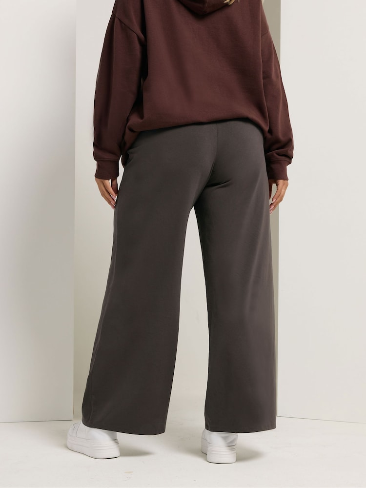 Yours Curve Brown Wide Leg Leggings - Image 2 of 5 Yours Curve Brown Wide Leg Leggings - Image 2 of 5