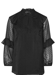 Yours Curve Black Dobby Ruffle Blouse - Image 6 of 6