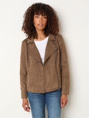 M&Co Brown Suede Biker Jacket - Image 1 of 5