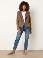 M&Co Brown Suede Biker Jacket - Image 2 of 5