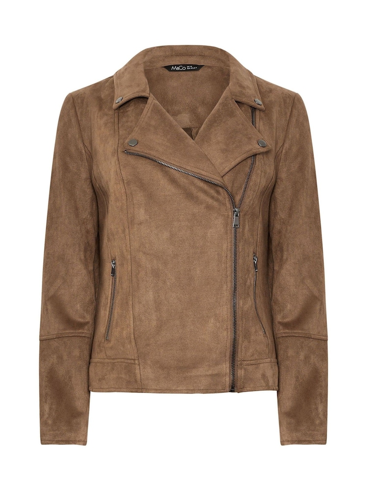 M&Co Brown Suede Biker Jacket - Image 5 of 5