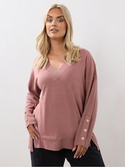 Rosa - Yours Curve Cashmillon V-Neck Jumper - Imagem 1 de 5
