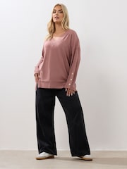 Rosa - Yours Curve Cashmillon V-Neck Jumper - Imagem 2 de 5