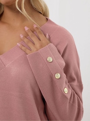 Rosa - Yours Curve Cashmillon V-Neck Jumper - Imagem 4 de 5