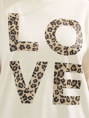 Yours Curve Cream Leo Love Crew Neck T-Shirt - Image 4 of 5
