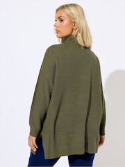Yours Curve Green Quater Zip Jumper - Image 2 of 5