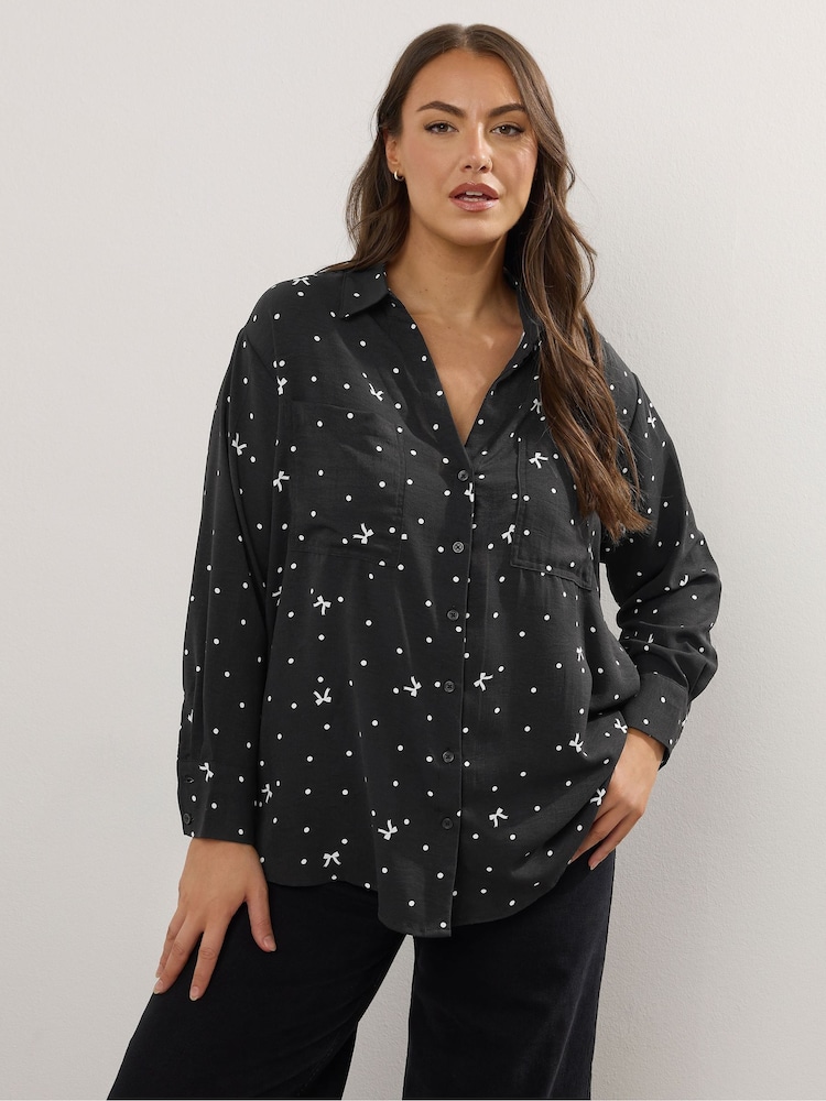 Yours Curve Black Long Sleeve Formal Blouse - Image 1 of 5
