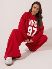 Yours Curve Red 97 Crew Neck T-Shirt - Image 1 of 5