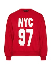 Yours Curve Red 97 Crew Neck T-Shirt - Image 4 of 5