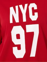 Yours Curve Red 97 Crew Neck T-Shirt - Image 5 of 5