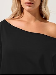 Preto - Yours Curve Off Shoulder Crew Neck T-Shirt - Imagem 4 de 6
