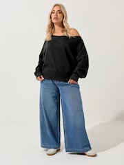 Preto - Yours Curve Off Shoulder Crew Neck T-Shirt - Imagem 5 de 6