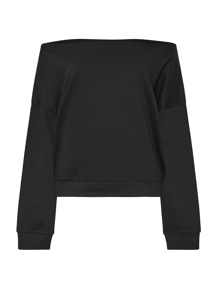Preto - Yours Curve Off Shoulder Crew Neck T-Shirt - Imagem 6 de 6