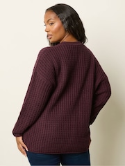Yours Curve Red Waffle Jumper - Image 4 of 6