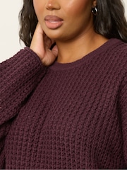 Yours Curve Red Waffle Jumper - Image 5 of 6