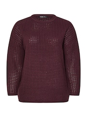 Yours Curve Red Waffle Jumper - Image 6 of 6