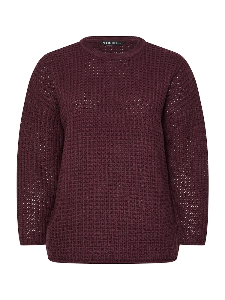 Yours Curve Red Waffle Jumper - Image 6 of 6 Yours Curve Red Waffle Jumper - Image 6 of 6