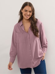Yours Curve Purple Long Sleeve Formal Blouse - Image 1 of 5