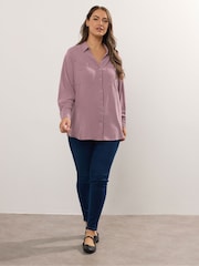 Yours Curve Purple Long Sleeve Formal Blouse - Image 3 of 5