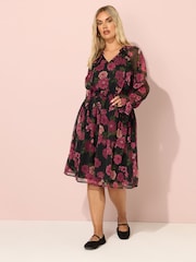 Preto de carvão - Yours Curve Tie Neck Midaxi Dress - Imagem 2 de 5