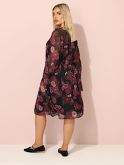 Preto de carvão - Yours Curve Tie Neck Midaxi Dress - Imagem 3 de 5