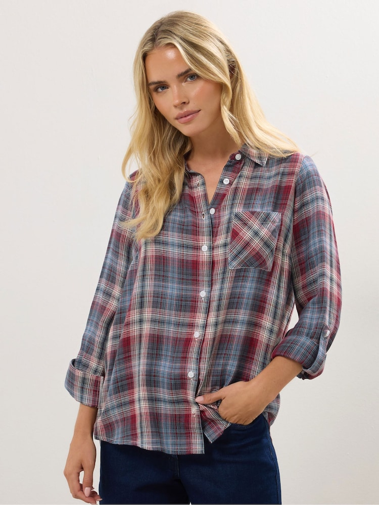 M&Co Blue Petite Check Shirt - Image 1 of 5