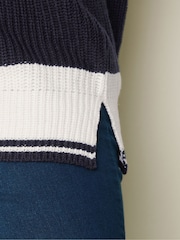 Yours Curve Blue Drop Shoulder Stripe Jumper - Image 5 of 6