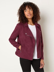M&Co Red Suede Biker Jacket - Image 1 of 5