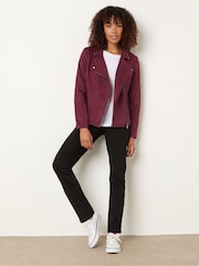 M&Co Red Suede Biker Jacket - Image 3 of 5