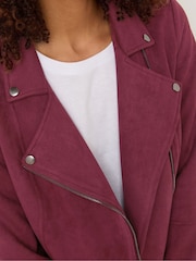 M&Co Red Suede Biker Jacket - Image 4 of 5