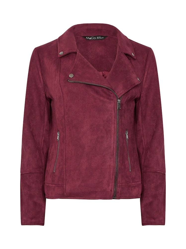 M&Co Red Suede Biker Jacket - Image 5 of 5