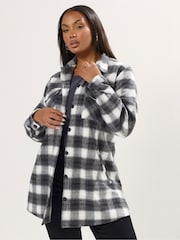 Negro - Yours Curve Check Shacket - Imagen 1 de 5