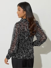 PixieGirl Petite Bow Peplum Chiffon Blouse - Imagem 3 de 5