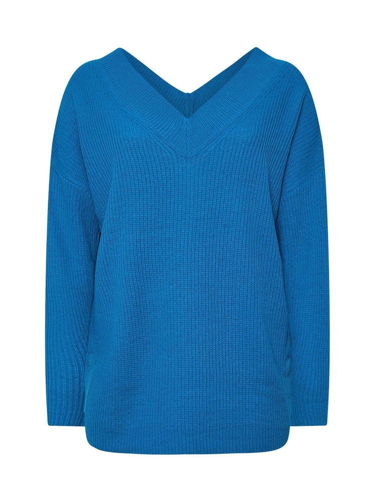 Yours Curve Blue Double V Jumper - Image 5 of 5