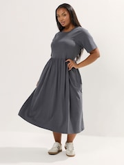 Cinza - Yours Curve Throw de smock Dress - Imagem 1 de 5