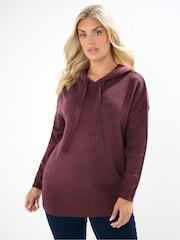 Yours Curve Red Hooded Seam Detail Jumper - Image 1 of 5
