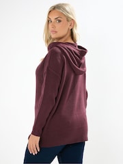 Yours Curve Red Hooded Seam Detail Jumper - Image 3 of 5