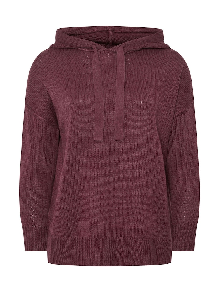 Yours Curve Red Hooded Seam Detail Jumper - Image 5 of 5