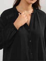 Yours Curve Black Frill Neck Blouse - Image 4 of 5