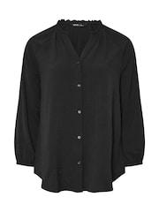 Yours Curve Black Frill Neck Blouse - Image 5 of 5