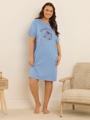 Yours Curve Blue Breakfast Club Nightie - Image 1 of 5